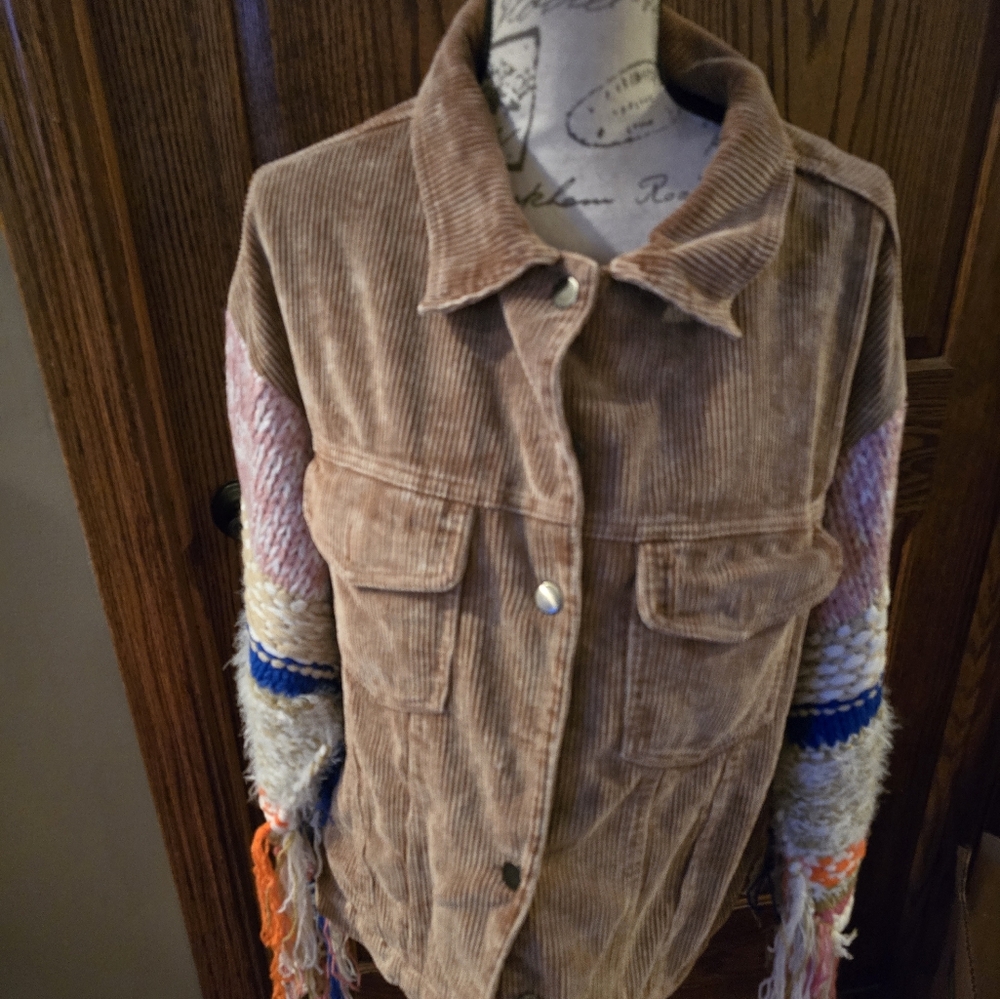 POL Tan Jean Jacket Corduroy Texture